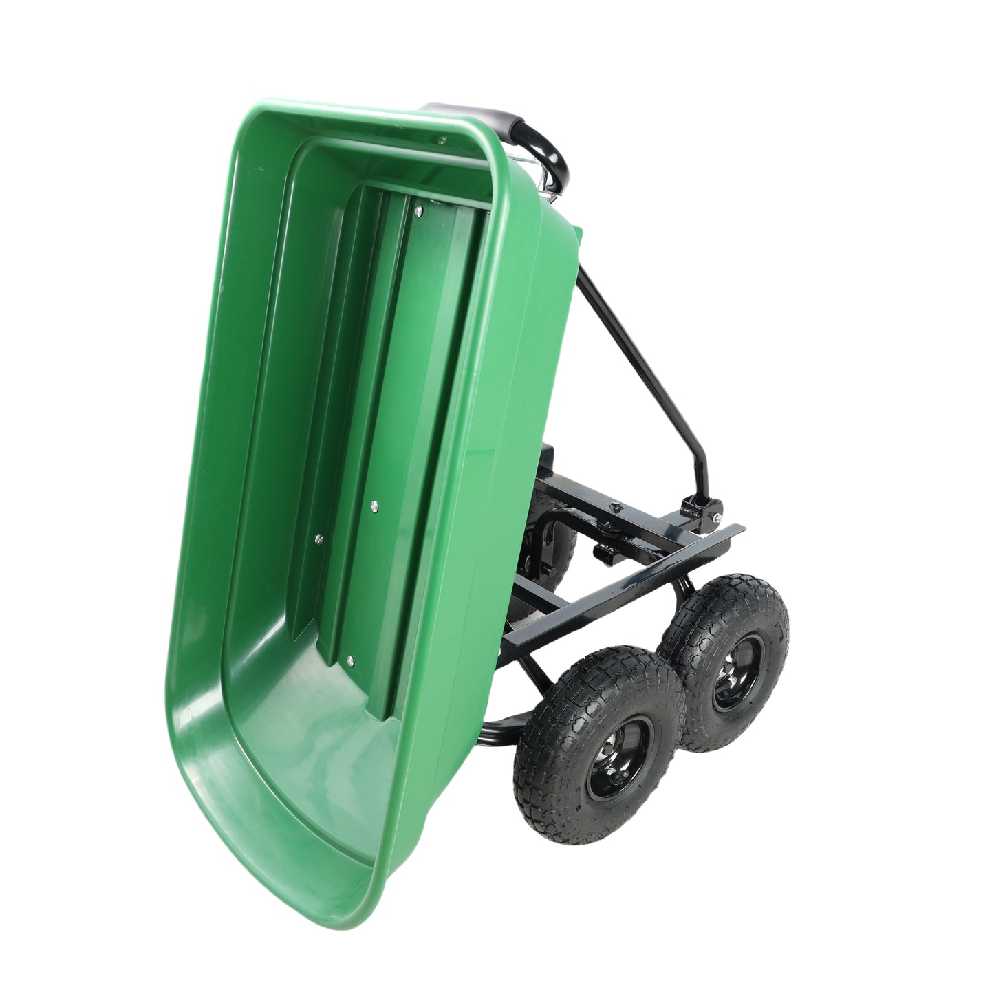 Folding car Poly Garden dump truck with steel frame, 10 inches. Pneumatic tire, 300 lb capacity body 55L Green