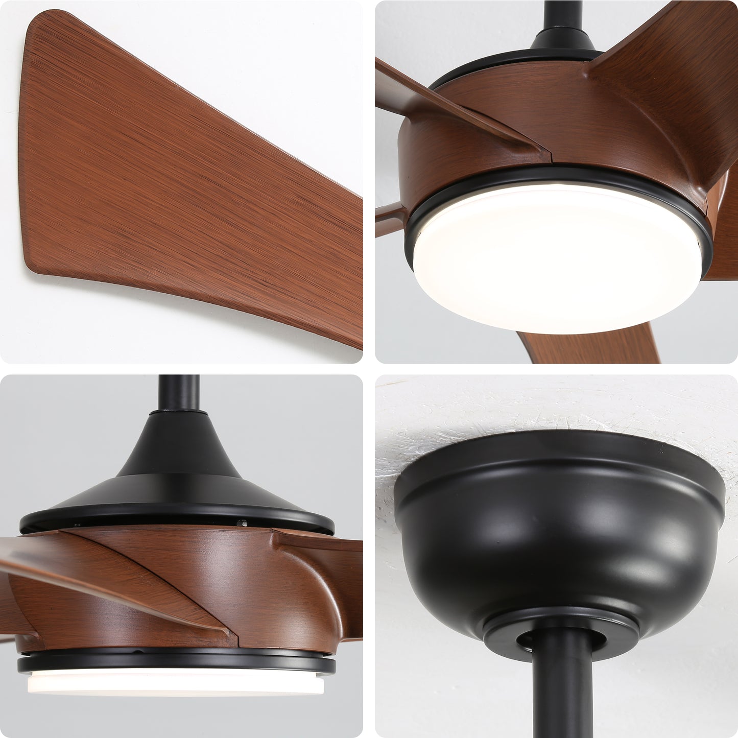 52 Inch Modern Ceiling Fan With 3 Color Dimmable 5 ABS Blades Remote Control Reversible DC Motor With Led Light