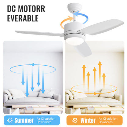 46 Inch New Design Ceiling Fan with Lights 3 ABS Blades 6-speed DC Motor