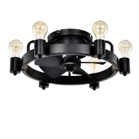 19.5'' Industrial Ceiling Fan with remote control ,5 ABS Blades small size ceiling fan For Living Room, Dining Room, Bedroom, Family Room, Rustic bronze ,6 PCS*E26 (NO Include Bulb )