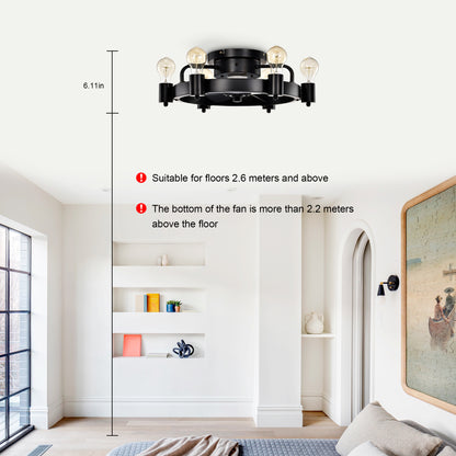 19.5'' Industrial Ceiling Fan with remote control ,5 ABS Blades small size ceiling fan For Living Room, Dining Room, Bedroom, Family Room, Rustic bronze ,6 PCS*E26 (NO Include Bulb )