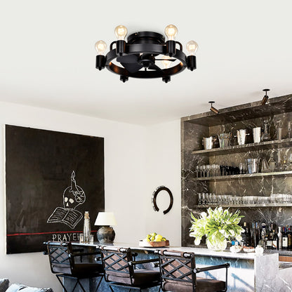 19.5'' Industrial Ceiling Fan with remote control ,5 ABS Blades small size ceiling fan For Living Room, Dining Room, Bedroom, Family Room, Rustic bronze ,6 PCS*E26 (NO Include Bulb )