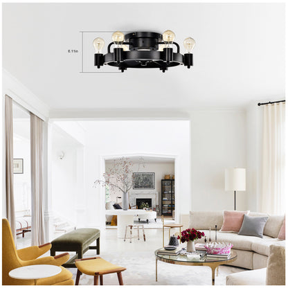 19.5'' Industrial Ceiling Fan with remote control ,5 ABS Blades small size ceiling fan For Living Room, Dining Room, Bedroom, Family Room, Rustic bronze ,6 PCS*E26 (NO Include Bulb )