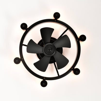 19.5'' Industrial Ceiling Fan with remote control ,5 ABS Blades small size ceiling fan For Living Room, Dining Room, Bedroom, Family Room, Rustic bronze ,6 PCS*E26 (NO Include Bulb )