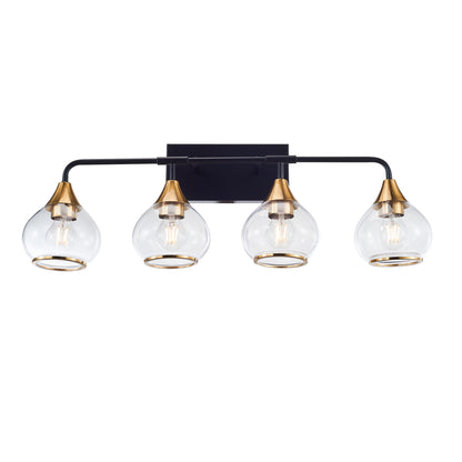 Home Decorative Bedroom Bathroom Vanity Light Matte Black Antique Brass Iron Glass 4-Light E26 Bulb Wall Mounted Light