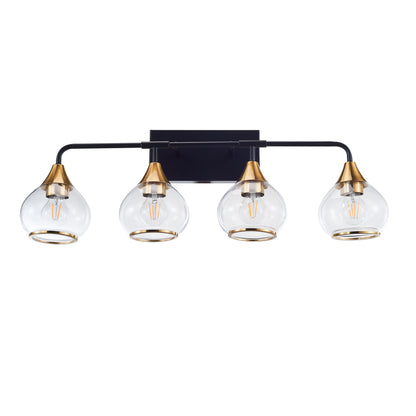 Home Decorative Bedroom Bathroom Vanity Light Matte Black Antique Brass Iron Glass 4-Light E26 Bulb Wall Mounted Light