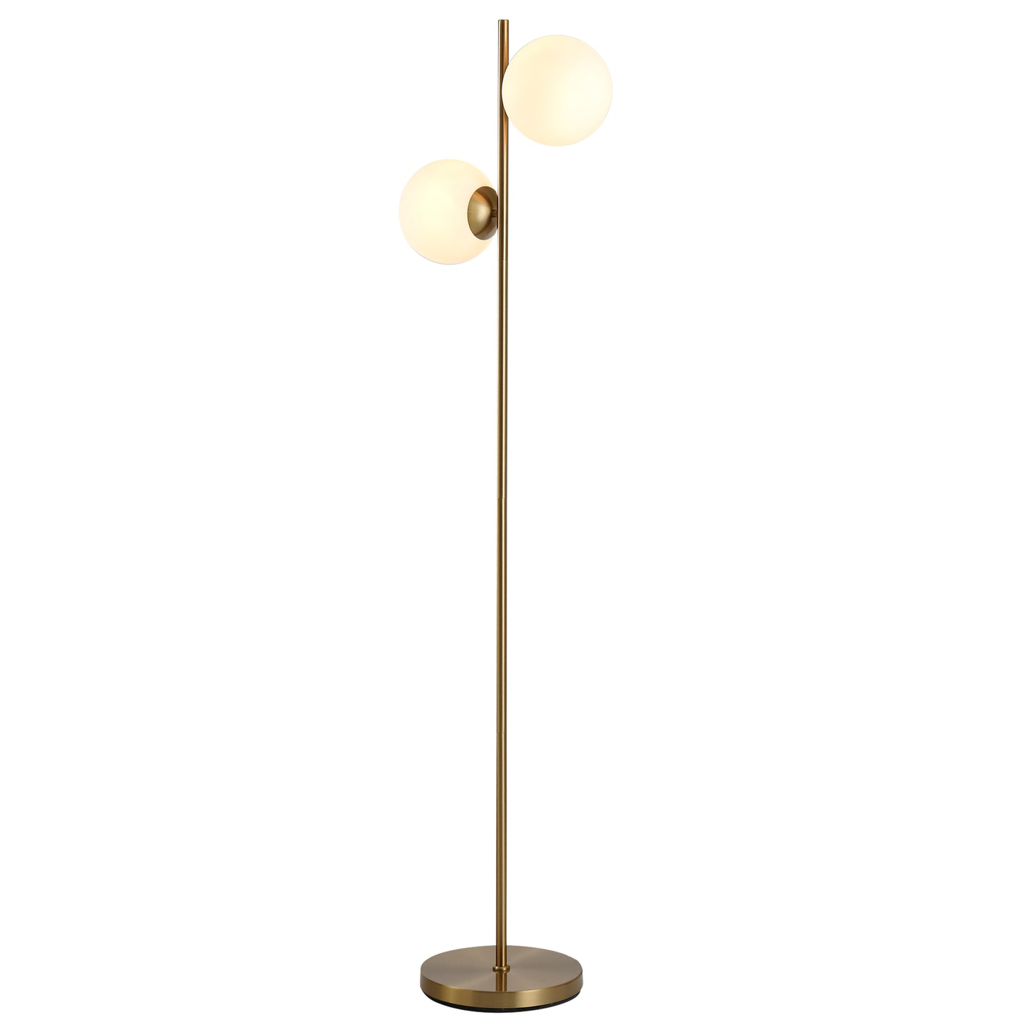 HOMCOM Floor Lamp w/ 2pcs Glass Lamp Shade Modern Portable Decorative Lamp, White