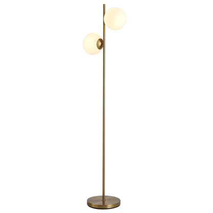 HOMCOM Floor Lamp w/ 2pcs Glass Lamp Shade Modern Portable Decorative Lamp, White