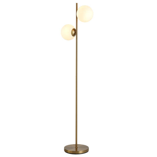 HOMCOM Floor Lamp w/ 2pcs Glass Lamp Shade Modern Portable Decorative Lamp, White