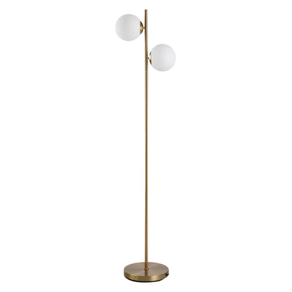 HOMCOM Floor Lamp w/ 2pcs Glass Lamp Shade Modern Portable Decorative Lamp, White