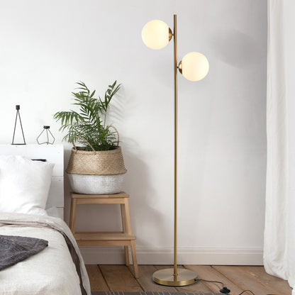 HOMCOM Floor Lamp w/ 2pcs Glass Lamp Shade Modern Portable Decorative Lamp, White