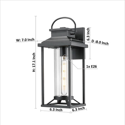 Outdoor Porch Lights, Textured Black Exterior Lighting Fixtures Wall Mount, Modern Outdoor Wall Sconce Lantern for House, Front Porch, Anti-Rust Waterproof Outdoor Garage Lights for Coach (1 pack)