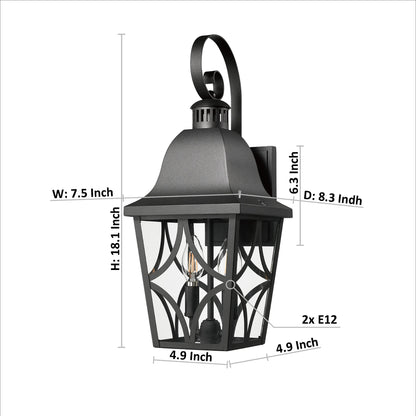 Outdoor Wall Light Fixtures, Waterproof Exterior Wall Sconce Porch Lights, Matte Black Outdoor Wall Lantern with Clear Glass, Outside Wall Mount Lighting for House, Garage, Front Door (1 pack)