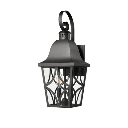 Outdoor Wall Light Fixtures, Waterproof Exterior Wall Sconce Porch Lights, Matte Black Outdoor Wall Lantern with Clear Glass, Outside Wall Mount Lighting for House, Garage, Front Door (2 pack)