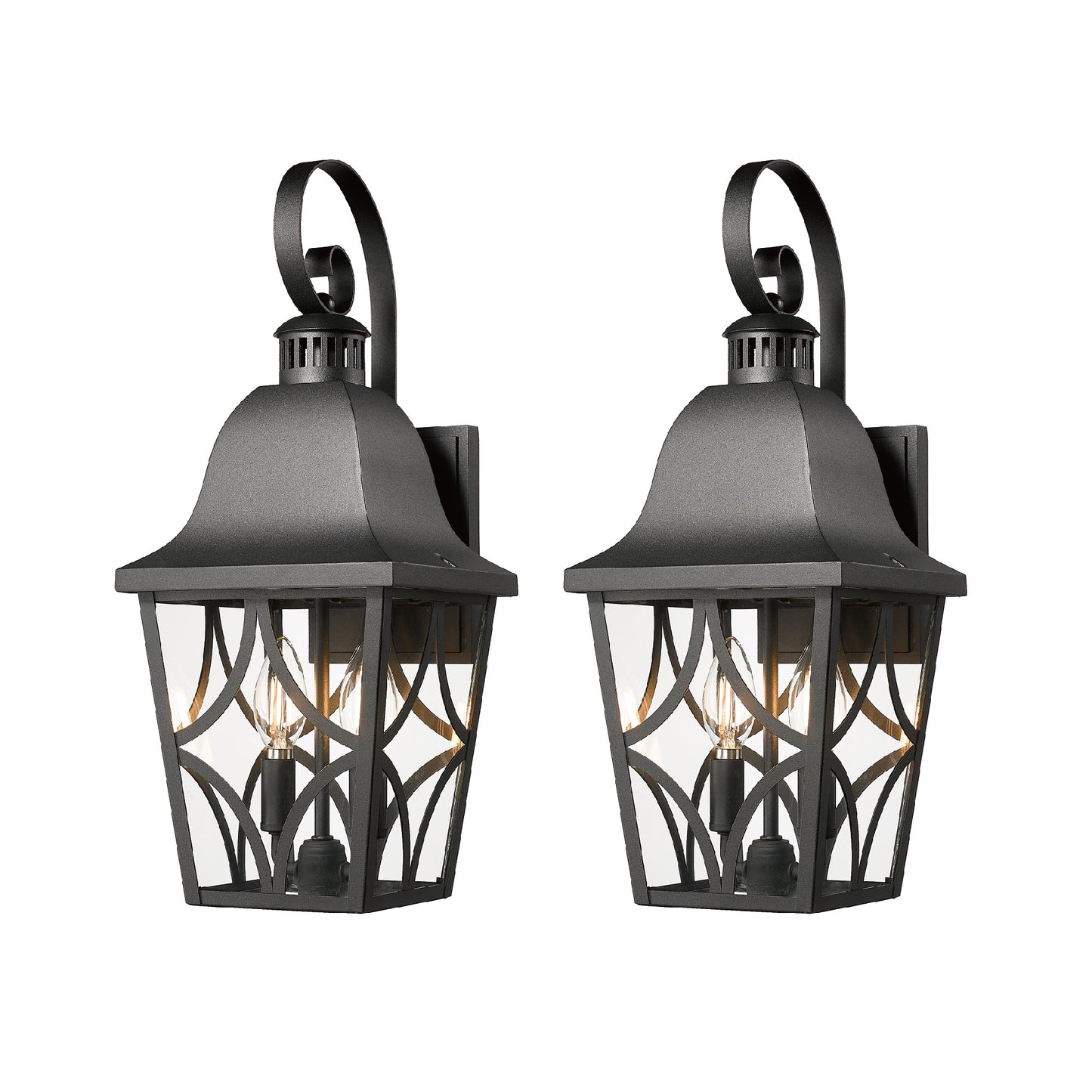Outdoor Wall Light Fixtures, Waterproof Exterior Wall Sconce Porch Lights, Matte Black Outdoor Wall Lantern with Clear Glass, Outside Wall Mount Lighting for House, Garage, Front Door (2 pack)