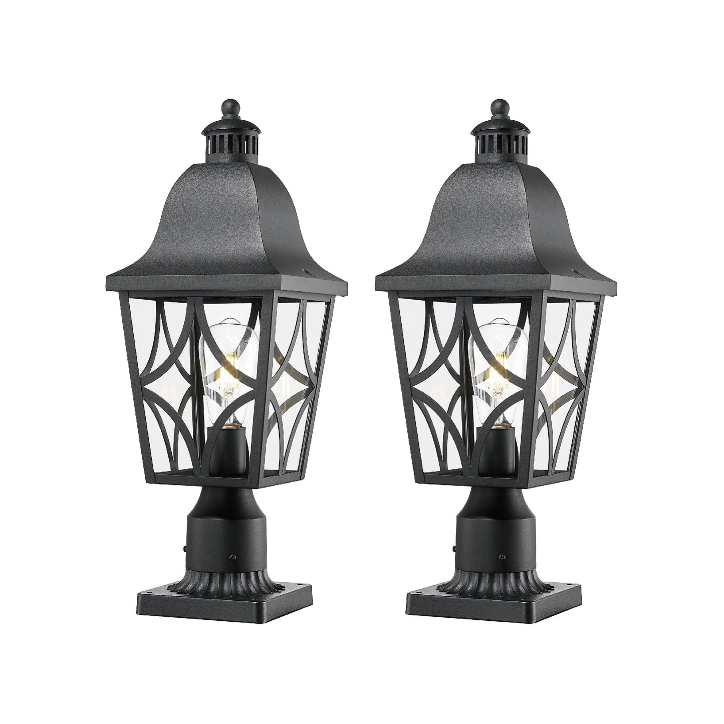 Outdoor Post Lights Lamp Post Light Fixture, Waterproof Aluminum Housing with Glass, Fence Post Deck Lighting for Garden, Patio, Pathway (2 pack)