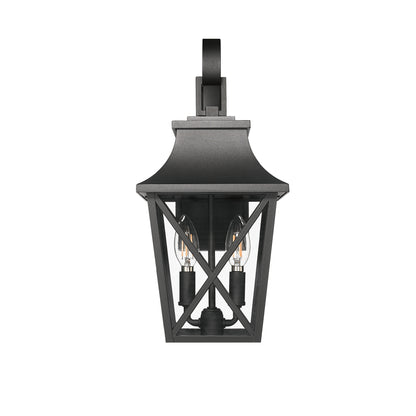 Black Outdoor Wall Lantern 2-Light, Large Outside Modern Wall Sconce Light Fixture, Industrial Porch Light Wall Mount with Glass, Waterproof Farmhouse Exterior Lamp Lighting (2 Pack)