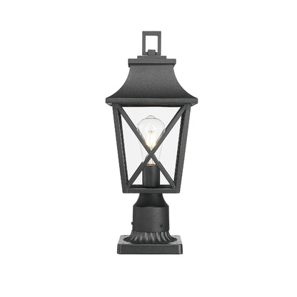 Outdoor Post Light, Black Pole Lantern Lighting Fixture with Pier Mount Base Hard Wired, Outdoor Column Lights Exterior Lamp Post Lantern with Glass for Garden Yard Patio Path (1 pack)
