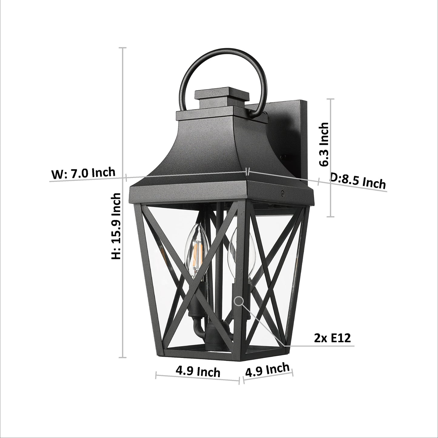 Outdoor Wall Lights, Porch Lights, Waterproof Outdoor Wall Sconce, Exterior Light Fixture Matte Black with Clear Glass Shade for Garage Patio Front Door Balcony (1 pack)