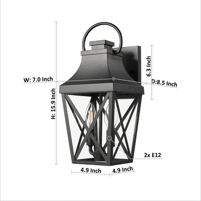 Outdoor Wall Lights, Porch Lights, Waterproof Outdoor Wall Sconce, Exterior Light Fixture Matte Black with Clear Glass Shade for Garage Patio Front Door Balcony (1 pack)