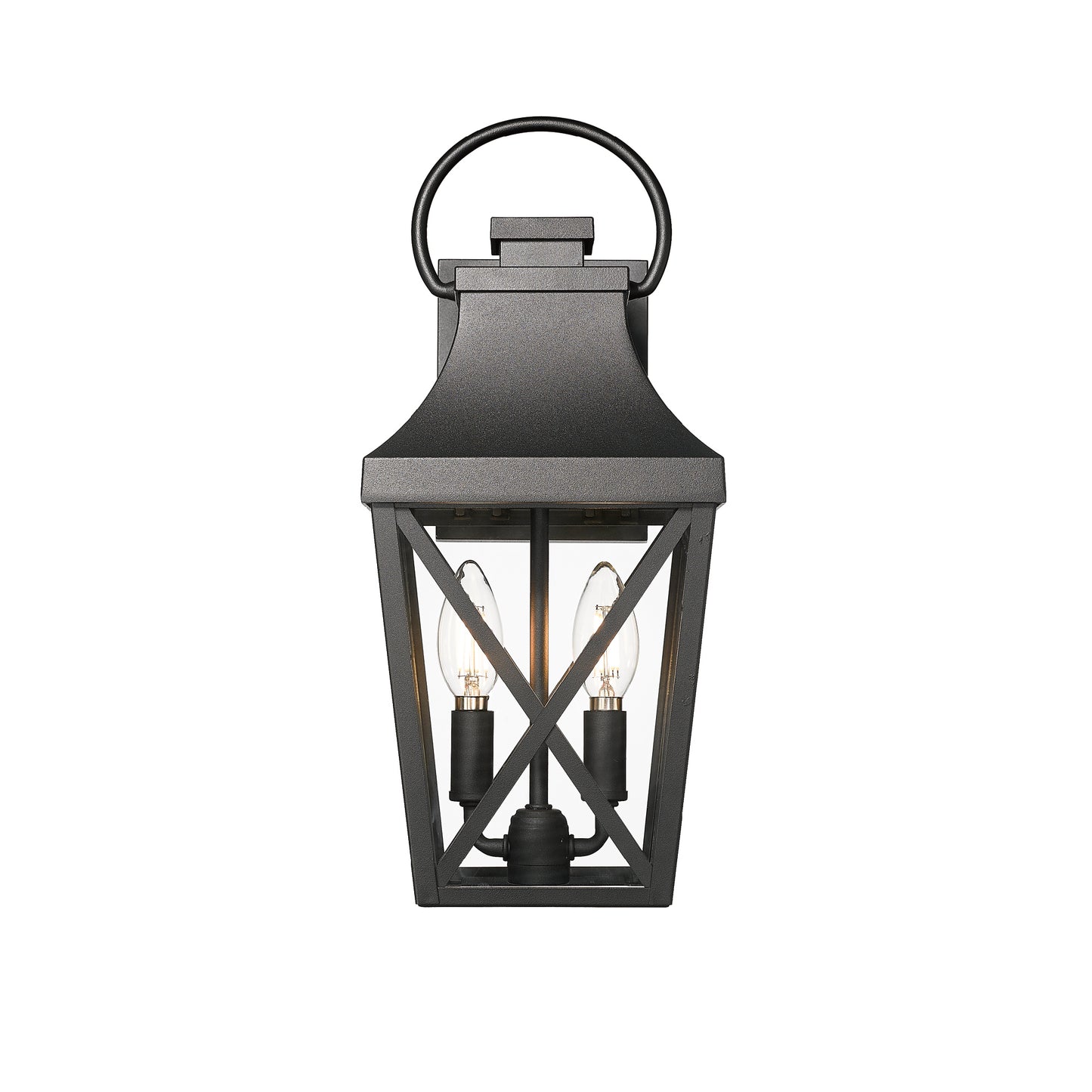 Outdoor Wall Lights, Porch Lights, Waterproof Outdoor Wall Sconce, Exterior Light Fixture Matte Black with Clear Glass Shade for Garage Patio Front Door Balcony (1 pack)