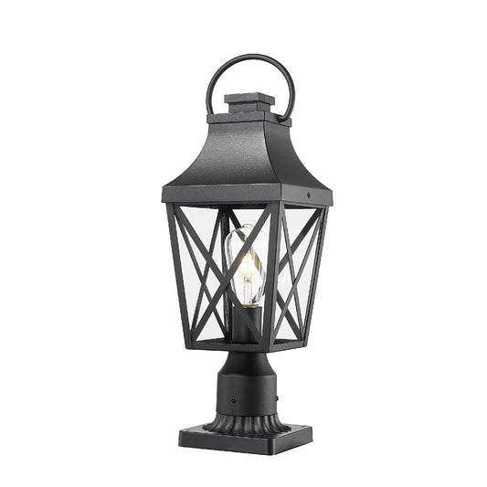 Outdoor Post Light,Lamp Post Light Fixture,Post Lantern with Pier Mount Base,Textured Black,20.3in,Suitable for Gardens, Yards or Entrances (1 pack)