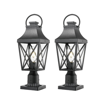 Outdoor Post Light,Lamp Post Light Fixture,Post Lantern with Pier Mount Base,Textured Black,21.3in,Suitable for Gardens, Yards or Entrances (2 pack)
