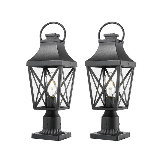 Outdoor Post Light,Lamp Post Light Fixture,Post Lantern with Pier Mount Base,Textured Black,21.3in,Suitable for Gardens, Yards or Entrances (2 pack)