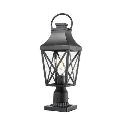 Outdoor Post Light,Lamp Post Light Fixture,Post Lantern with Pier Mount Base,Textured Black,21.3in,Suitable for Gardens, Yards or Entrances (2 pack)