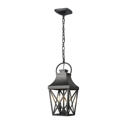 Black Outdoor Pendant Light 2-Light Outside Pendant Hanging Light Fixture Ceiling Mount with Clear Glass Industrial Hanging Cage Chandelier for Porch,Entryway,Doorway,Farmhouse (1 pack)