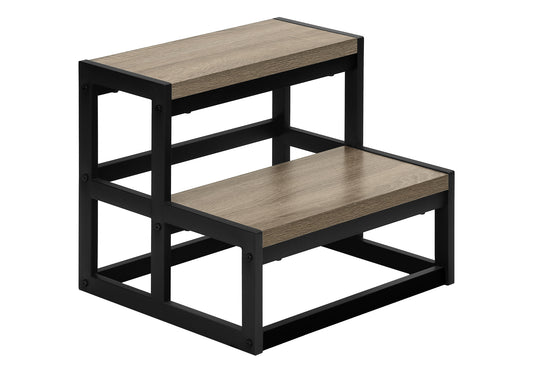 Ladder, Step Stool, Bedroom, Kitchen, Black Metal, Dark Taupe Laminate, Contemporary