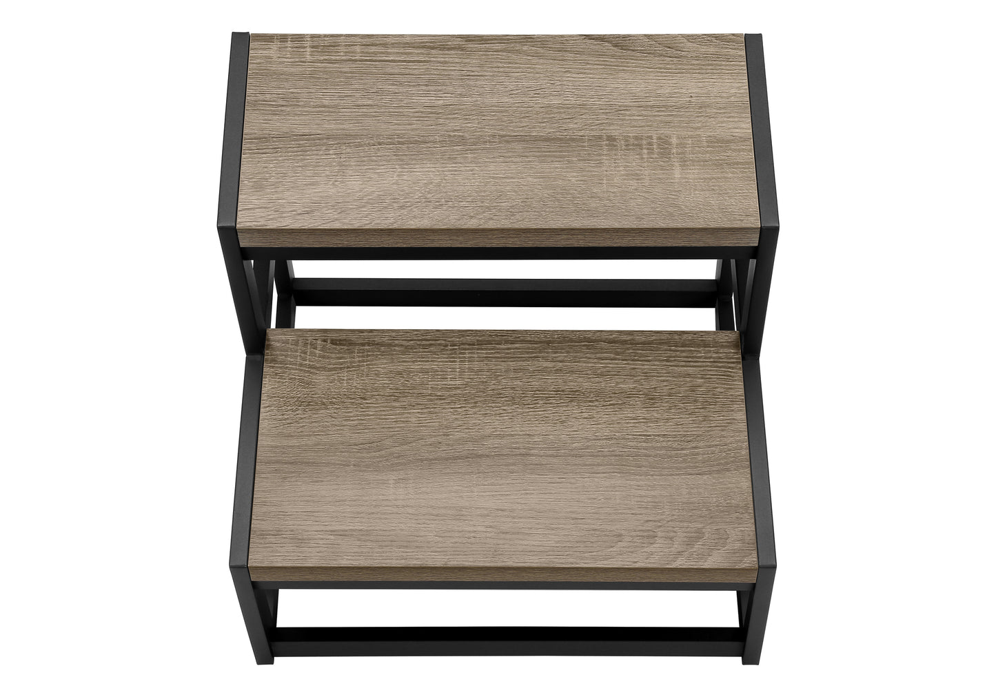 Ladder, Step Stool, Bedroom, Kitchen, Black Metal, Dark Taupe Laminate, Contemporary
