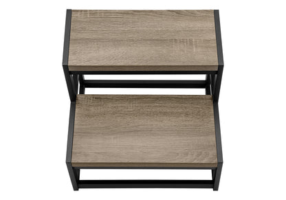Ladder, Step Stool, Bedroom, Kitchen, Black Metal, Dark Taupe Laminate, Contemporary