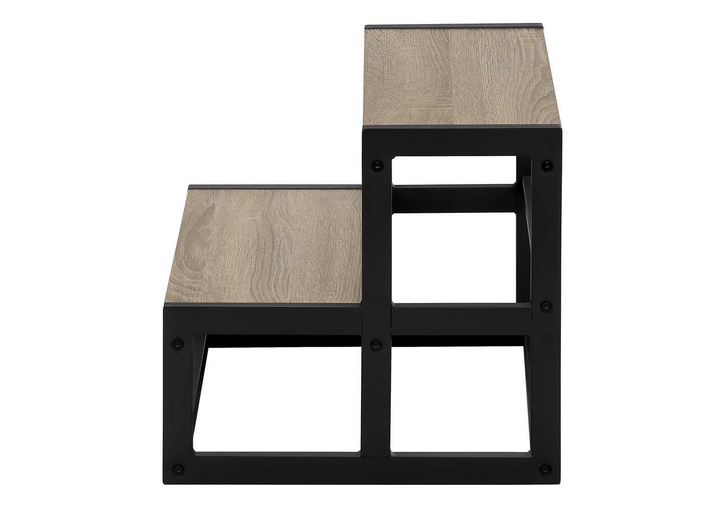 Ladder, Step Stool, Bedroom, Kitchen, Black Metal, Dark Taupe Laminate, Contemporary