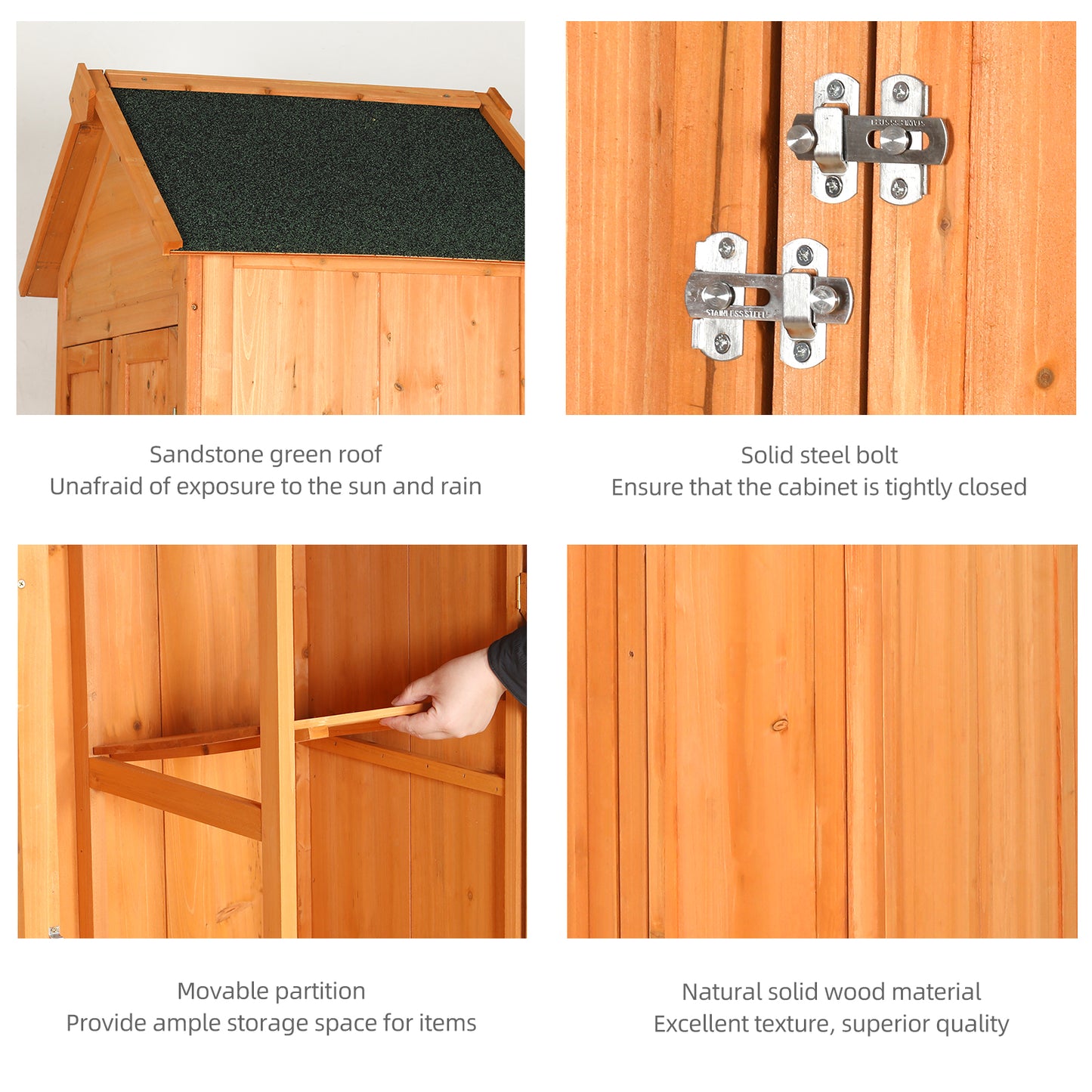 Outdoor Storage Shed Wood Tool Shed Waterproof Garden Storage Cabinet with Lockable Doors for Patio Furniture, Backyard, Lawn, Meadow, Farmland