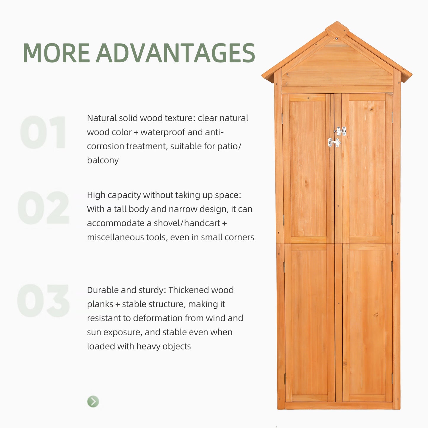 Outdoor Storage Shed Wood Tool Shed Waterproof Garden Storage Cabinet with Lockable Doors for Patio Furniture, Backyard, Lawn, Meadow, Farmland