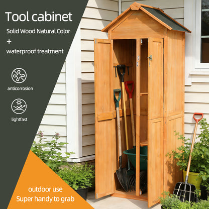 Outdoor Storage Shed Wood Tool Shed Waterproof Garden Storage Cabinet with Lockable Doors for Patio Furniture, Backyard, Lawn, Meadow, Farmland