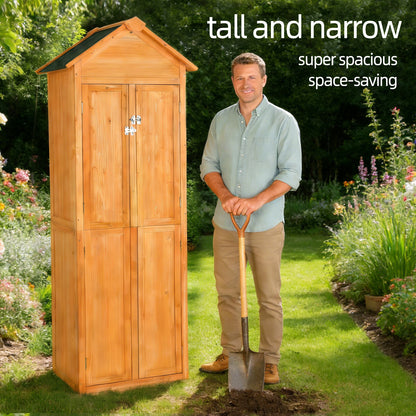 Outdoor Storage Shed Wood Tool Shed Waterproof Garden Storage Cabinet with Lockable Doors for Patio Furniture, Backyard, Lawn, Meadow, Farmland