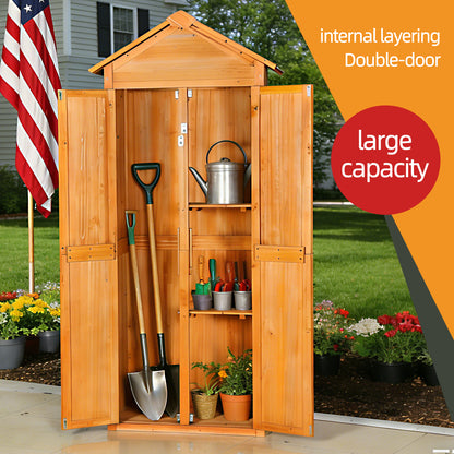 Outdoor Storage Shed Wood Tool Shed Waterproof Garden Storage Cabinet with Lockable Doors for Patio Furniture, Backyard, Lawn, Meadow, Farmland