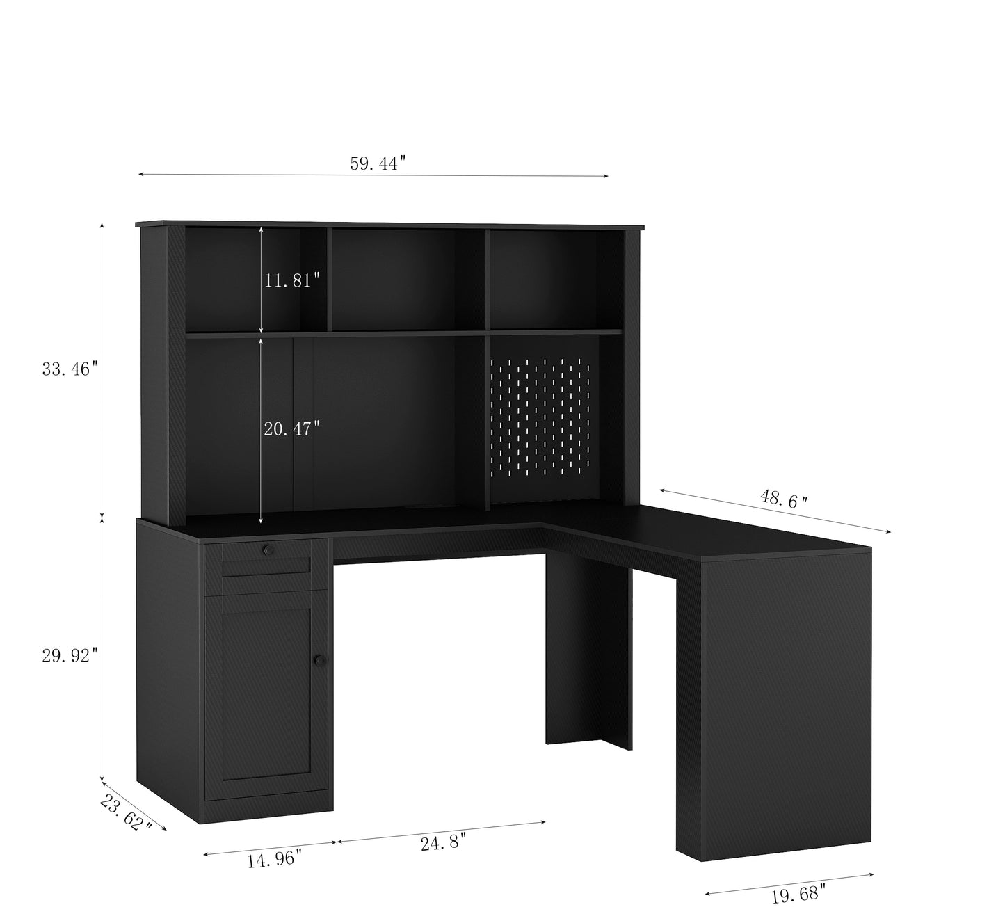 L Shaped Desk with Charger,Computer Desk with Drawers,Bookshelf,Modern Corner Desk,Home Office Desk,L-Shaped Study Table Writing Desk,Carbon fiber Gaming Computer Desk with Storage,Black