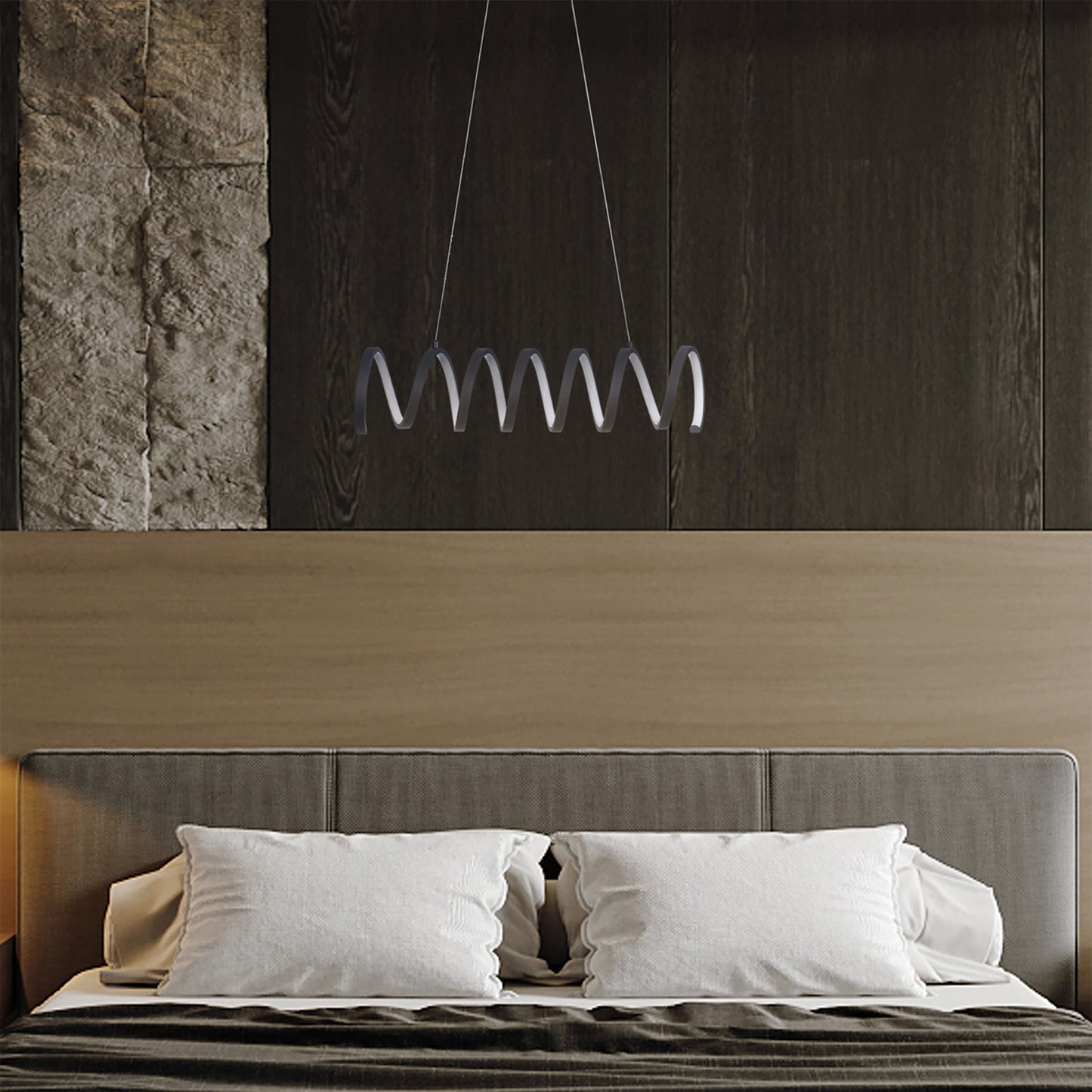 23"L X 6"H Spiral Loop Aluminum Integrated 14 W Led W/ Adjustable 47" - 12" Suspension Wire Modern Ceiling Pendant
