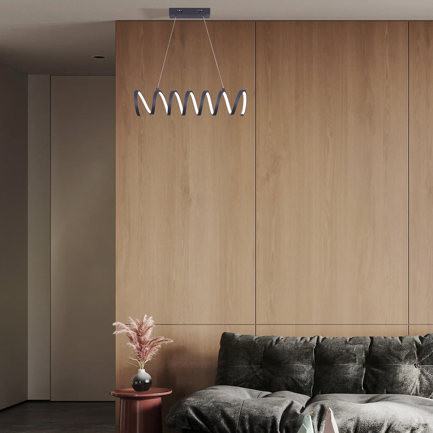 23"L X 6"H Spiral Loop Aluminum Integrated 14 W Led W/ Adjustable 47" - 12" Suspension Wire Modern Ceiling Pendant