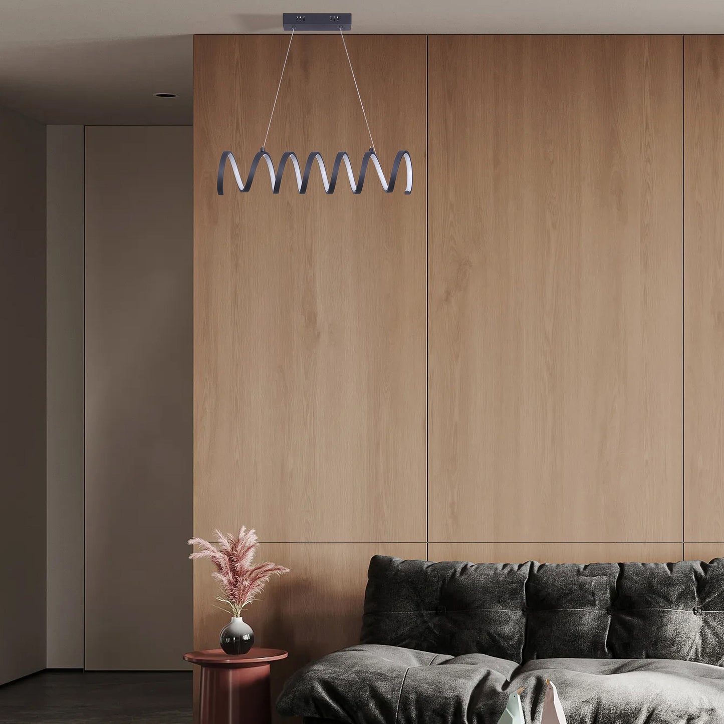 23"L X 6"H Spiral Loop Aluminum Integrated 14 W Led W/ Adjustable 47" - 12" Suspension Wire Modern Ceiling Pendant