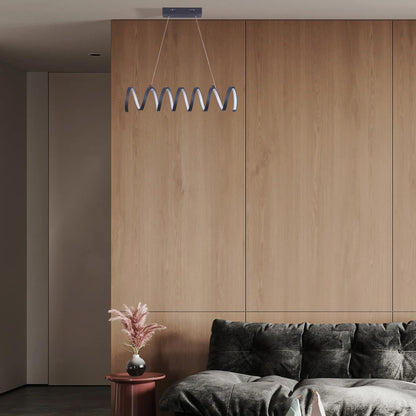 23"L X 6"H Spiral Loop Aluminum Integrated 14 W Led W/ Adjustable 47" - 12" Suspension Wire Modern Ceiling Pendant