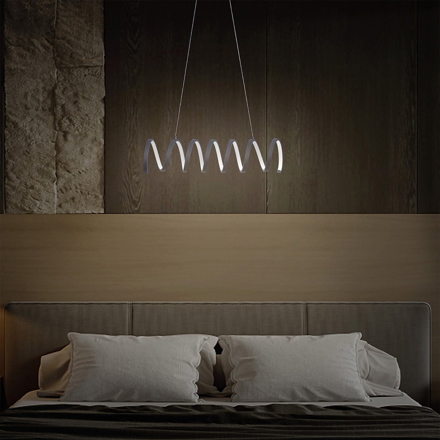 23"L X 6"H Spiral Loop Aluminum Integrated 14 W Led W/ Adjustable 47" - 12" Suspension Wire Modern Ceiling Pendant