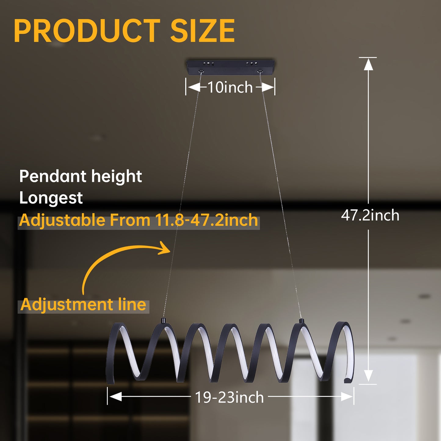 23"L X 6"H Spiral Loop Aluminum Integrated 14 W Led W/ Adjustable 47" - 12" Suspension Wire Modern Ceiling Pendant