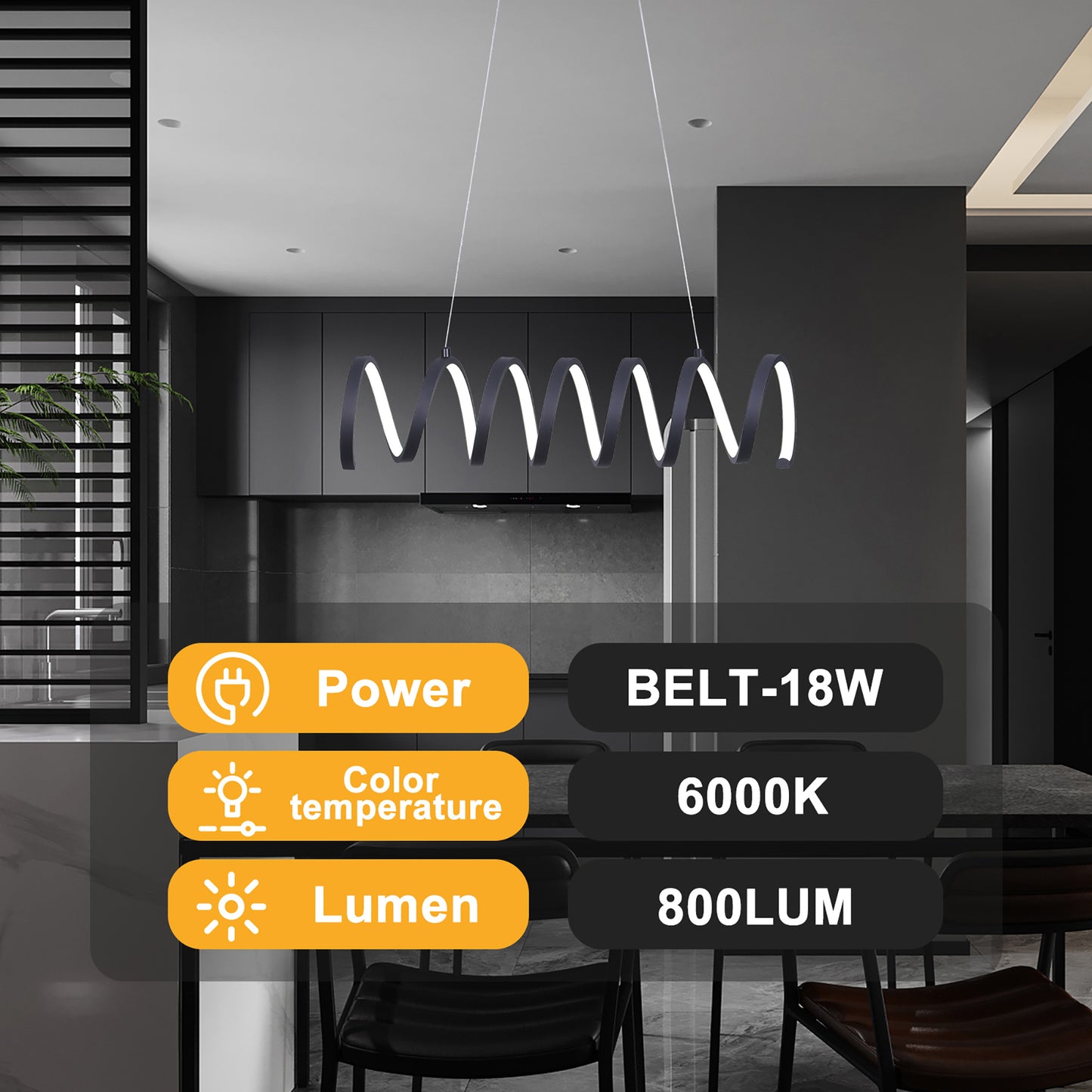 23"L X 6"H Spiral Loop Aluminum Integrated 14 W Led W/ Adjustable 47" - 12" Suspension Wire Modern Ceiling Pendant