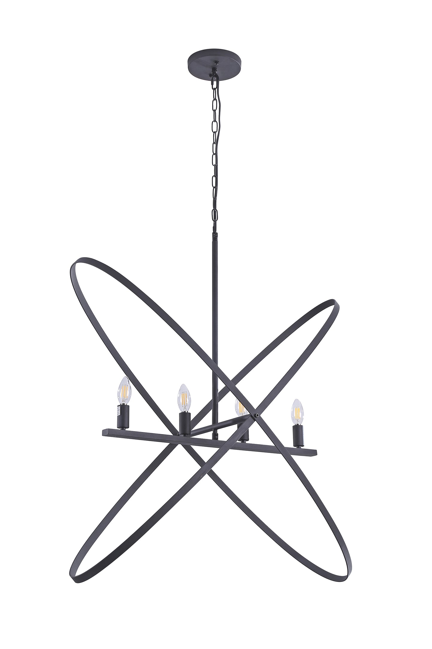 29"L X 15"W X 37.5"H 4 Led Matte Black Atom Brass Metal Pendant