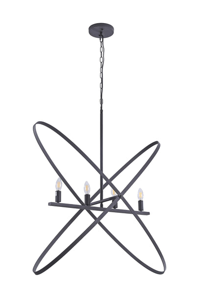 29"L X 15"W X 37.5"H 4 Led Matte Black Atom Brass Metal Pendant