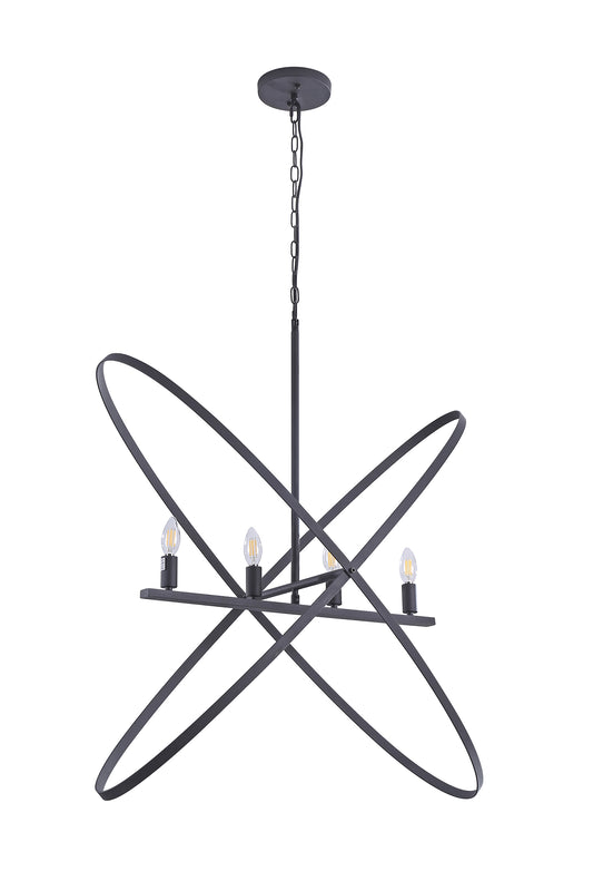 29"L X 15"W X 37.5"H 4 Led Matte Black Atom Brass Metal Pendant